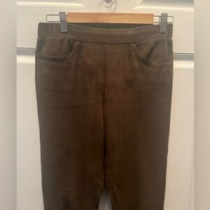 PRE-OWNED CARMEN MARC VALVO  WOMEN'S FAUX SUEDE PULL ON LEGGINGS-- SMALL